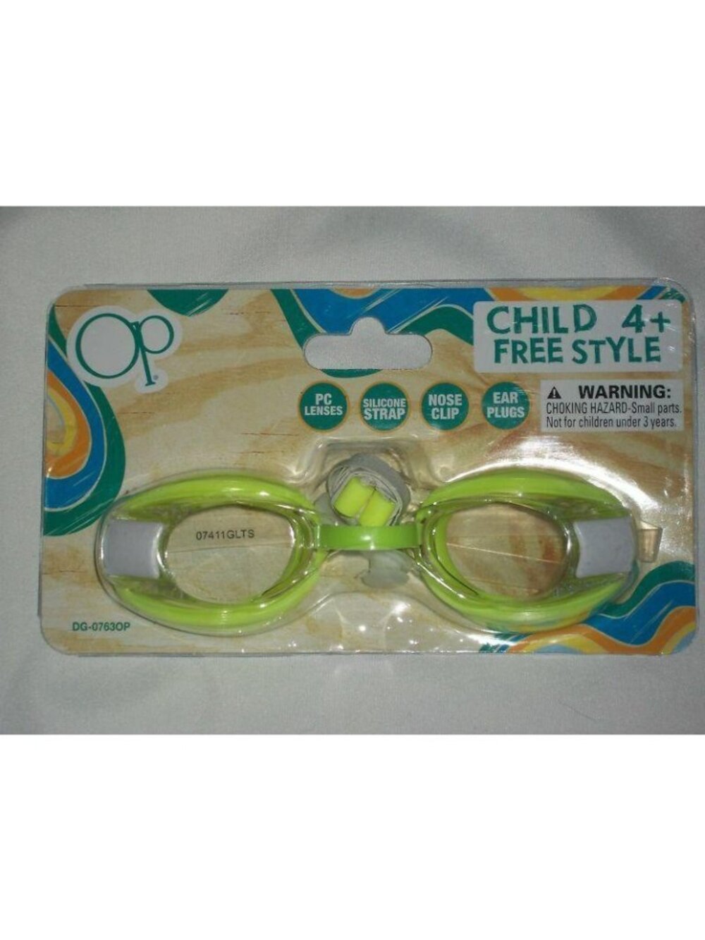 OP Child 4+ Free Style Swim Goggles Nose Clip  Ear Plugs Pool Youth